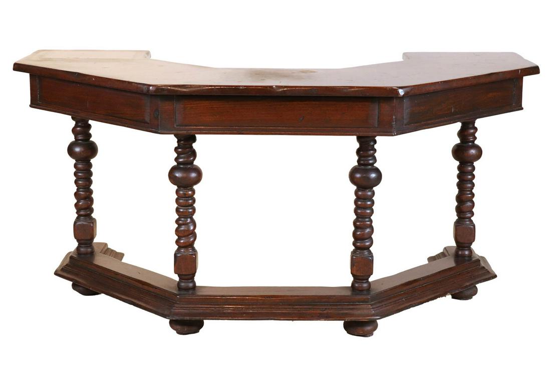 Jacobean Style Carved Walnut Half-Moon Table (1 of 11)
