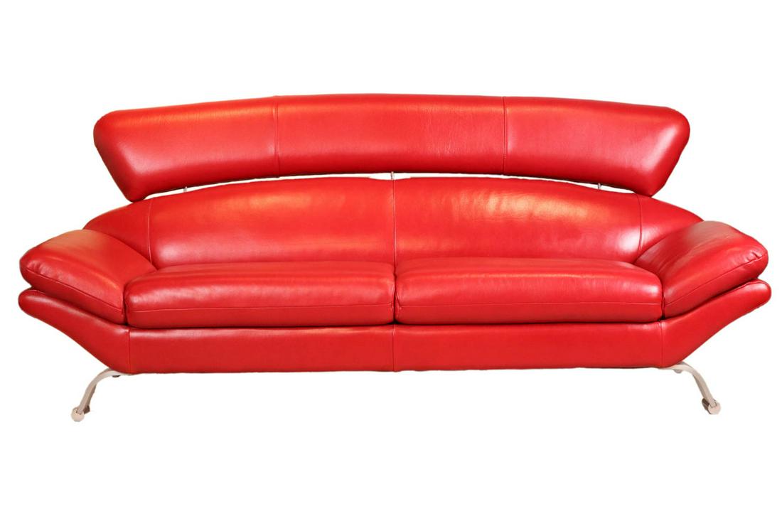 Modern Chrome And Redleather Sofa Auction
