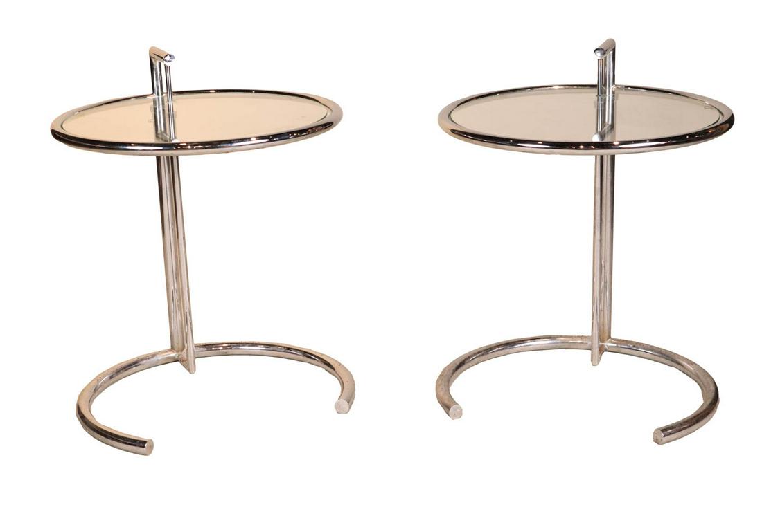 Pair of Eileen Grey Style Chrome Smoking Tables (1 of 7)