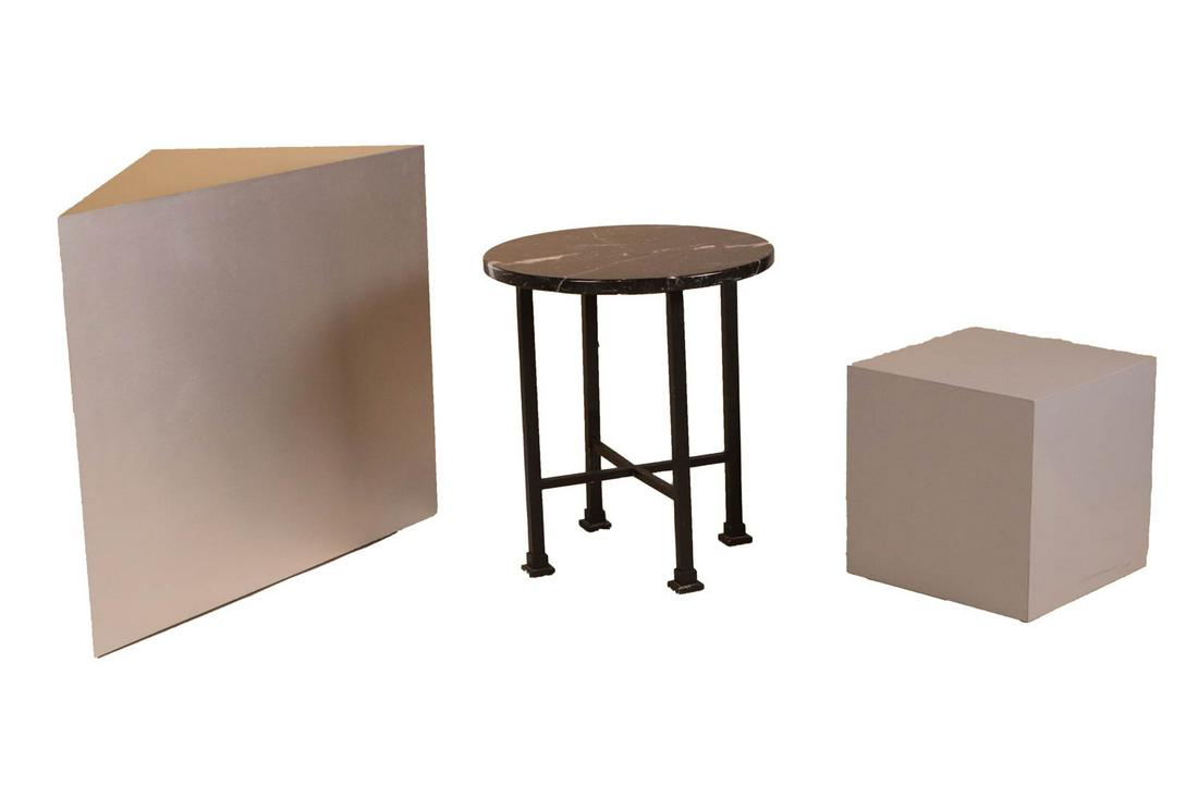 Modern Black Marble and Ebonized Metal Stand (1 of 8)