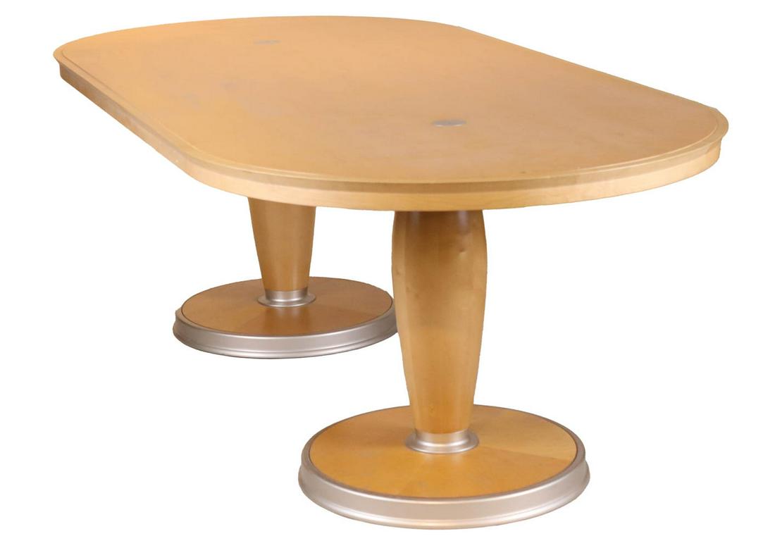 Chi Wing Lo for Giorgetti "Isa" Dining Table: Designed by Chi Wing Lo for Giorgetti, 20th/21st C., #046321 Appx. 29-3/4"h x 7'9"w x 44"d