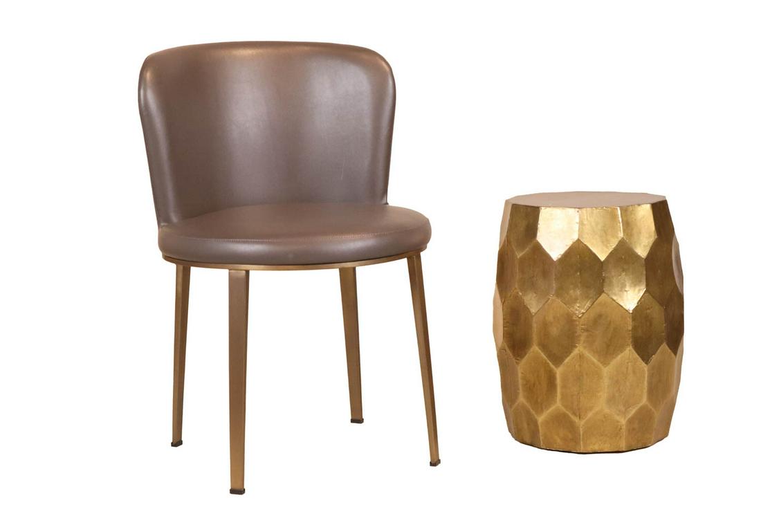 Modern Grey Leather Upholstered Side Chair (1 of 9)