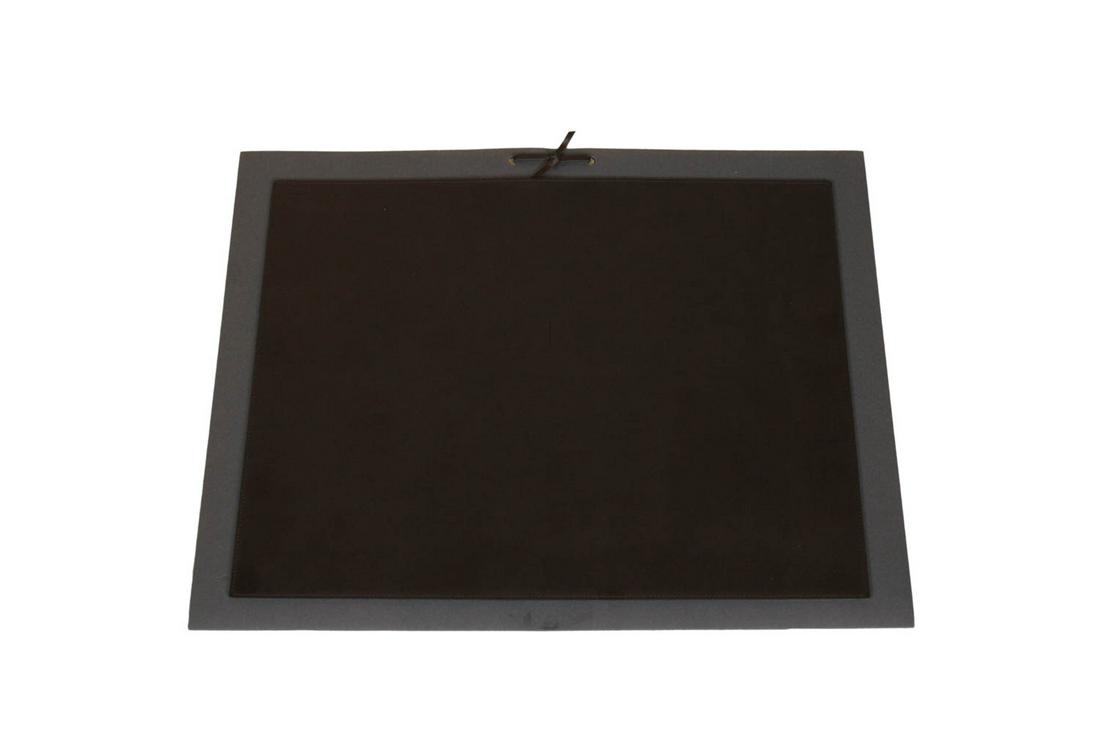 Eighteen Giorgetti by Pinetti Leather Placemats: 20th/21st C., each in paper sheath; together with two Giorgetti leather and wood trays, 20 pieces total Placemats: 15-1/8"h x 17-1/8"w Trays: each appx. 17-1/8"h x 22-1/4"w