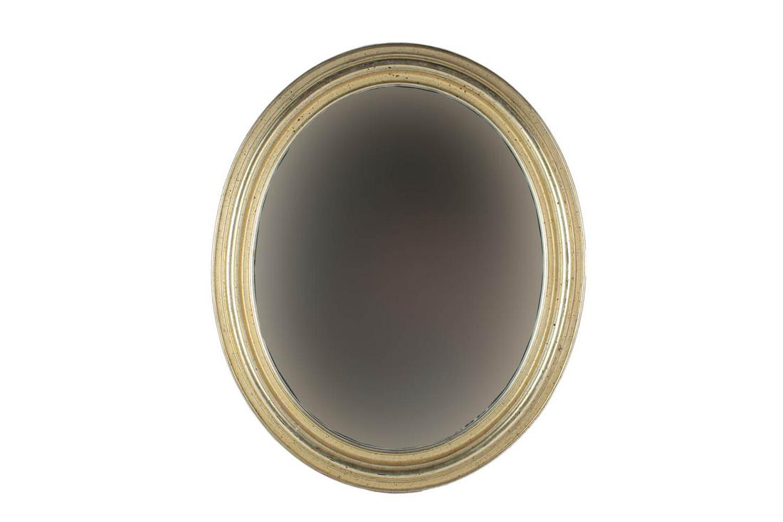 Borghese Giltwood Oval Mirror: 20th C. Some wear. 24"h x 19-1/2"w