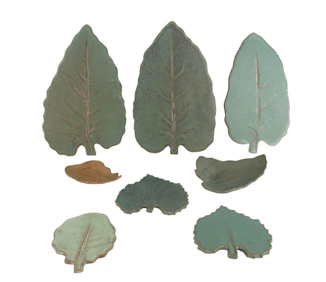 Eight Leaf-Form Art Pottery Plates and Trivets (1 of 7)