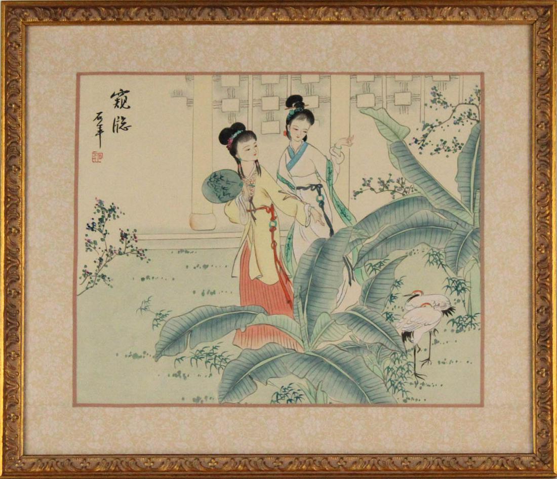 Three Chinese Paintings on Silk of Women (1 of 16)