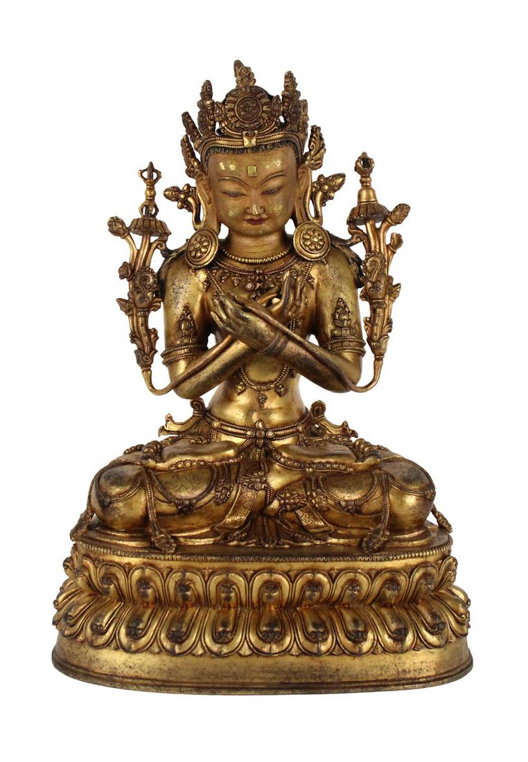 Chinese Ming Style Gilt Bronze Seated Buddha (1 of 9)