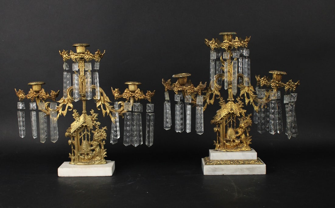 Two Similar Classical Gilt Metal Candelabra (1 of 8)