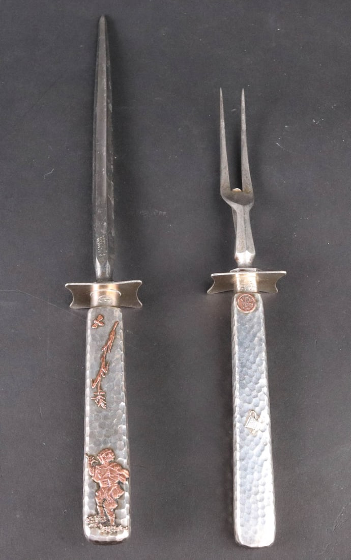 Gorham Sterling and Copper Carving Fork and Steel (1 of 10)