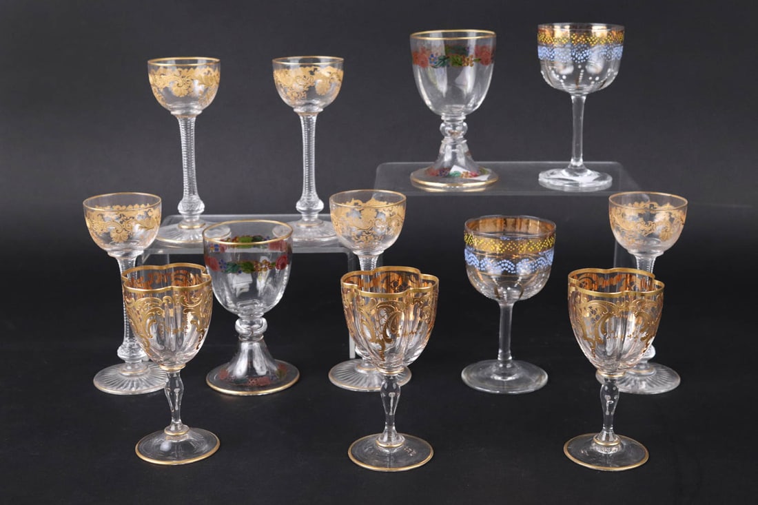 Group of Assorted Gilt Decorated Cordial Glasses (1 of 7)