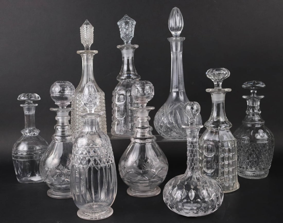 Ten Molded and Cut Glass Decanters (1 of 12)