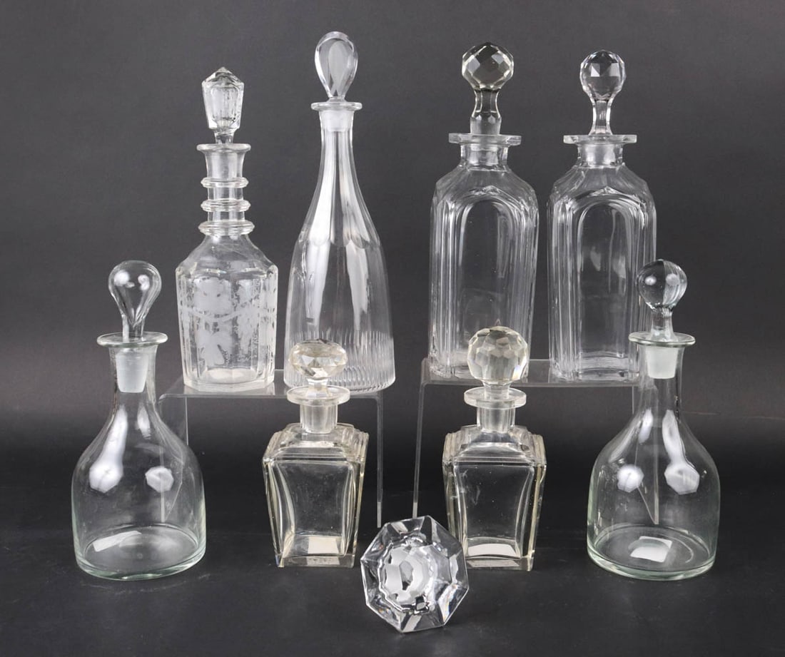 Eight Colorless Glass Decanters (1 of 8)