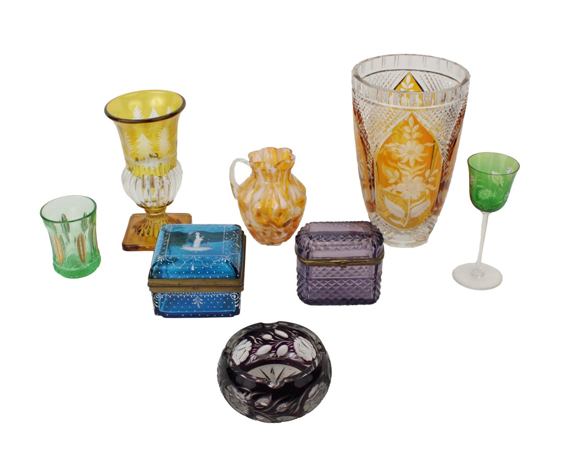 Eight Colored Glass Table Articles (1 of 13)