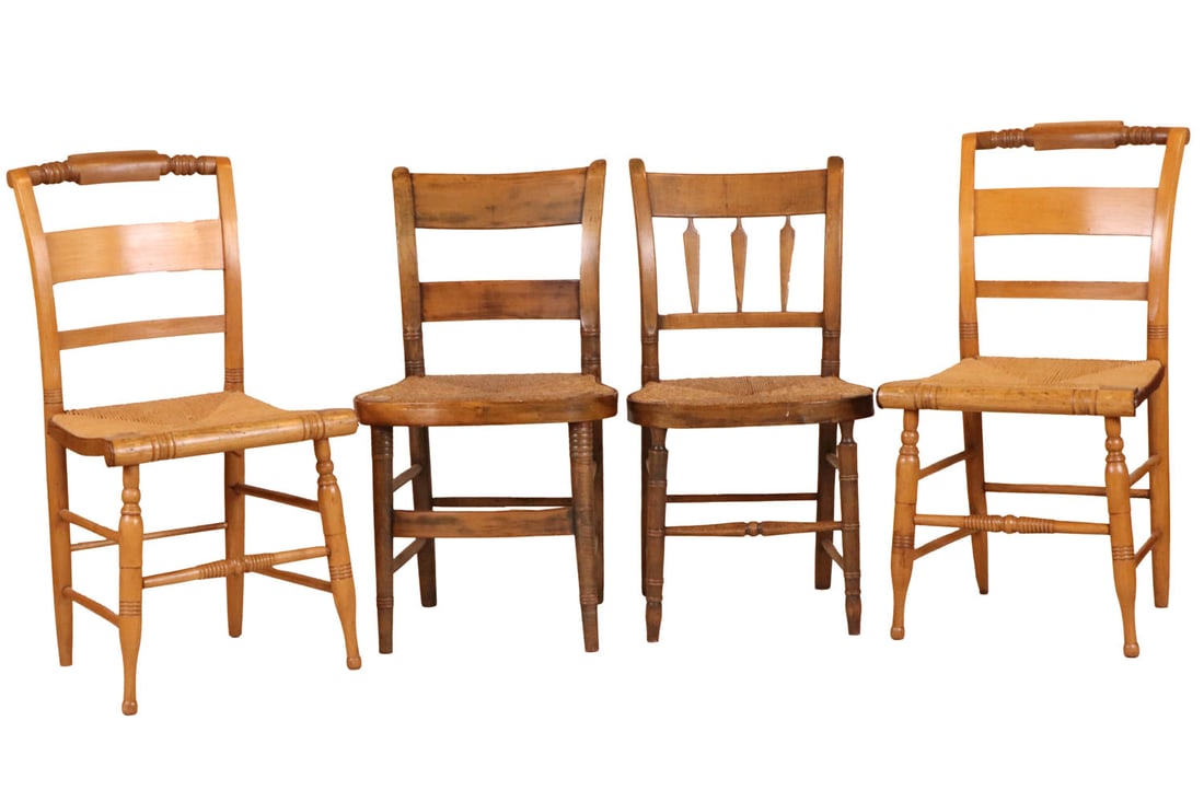 Four Rush-Seat Side Chairs (1 of 9)