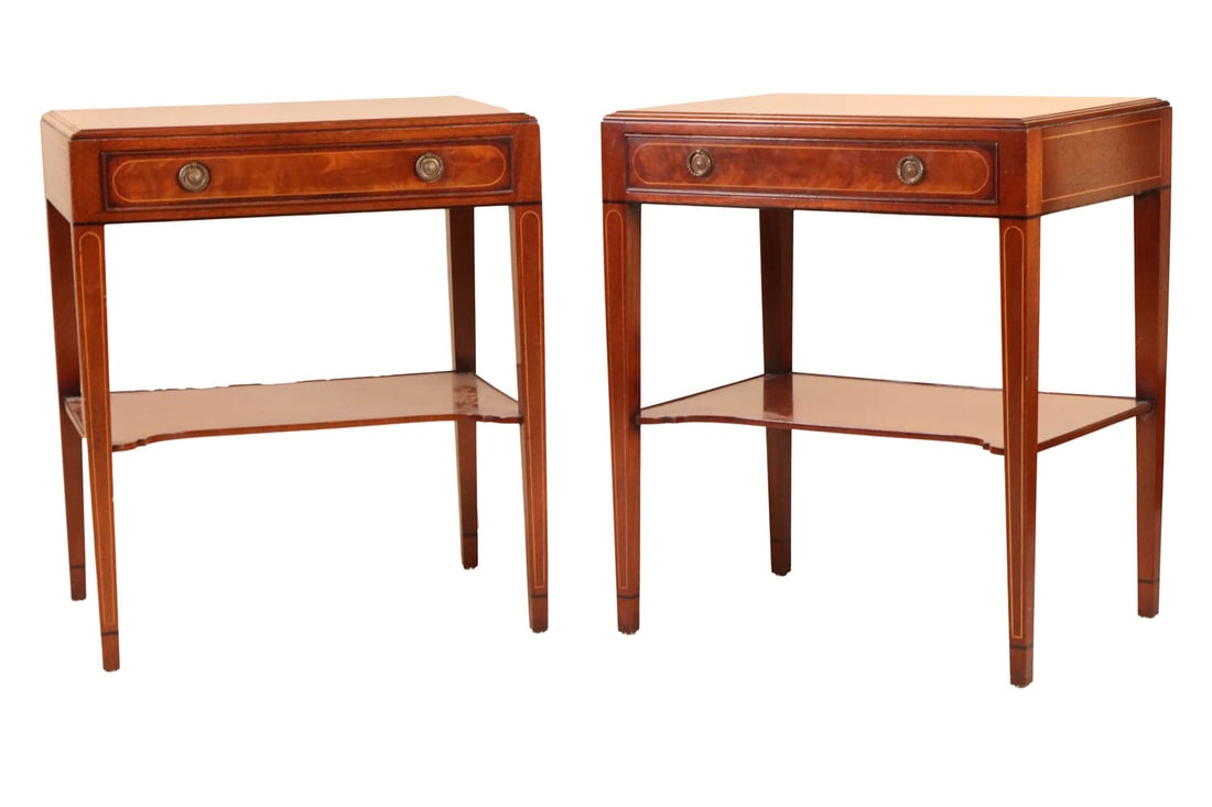 Pair of Federal Style Mahogany Bedside Tables (1 of 9)