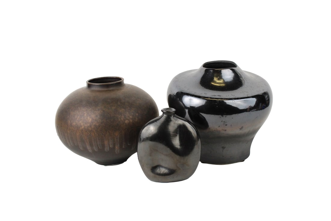 Three Modern Vases in Black and Brown (1 of 13)