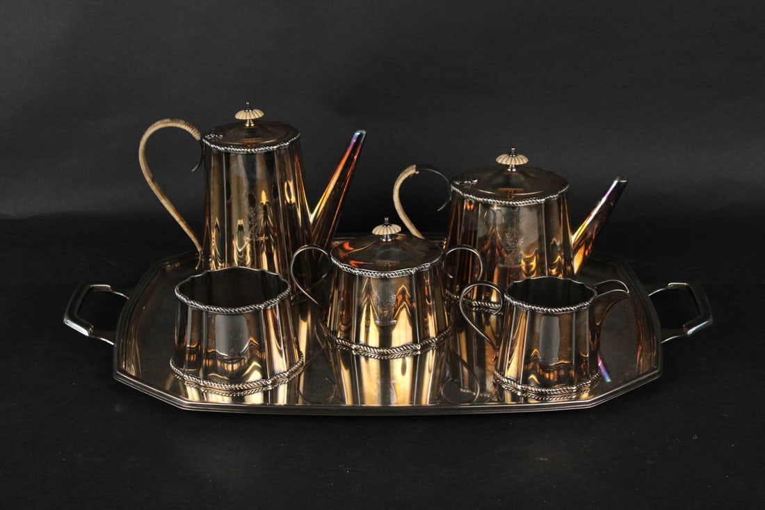 Five Piece English Silver Plated Tea Service (1 of 19)