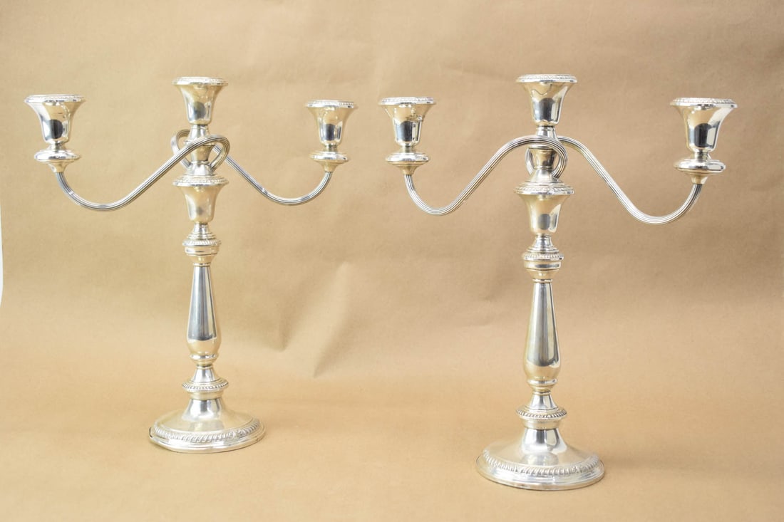 Pair of Sterling Silver 3 Light Candelabrum (1 of 11)