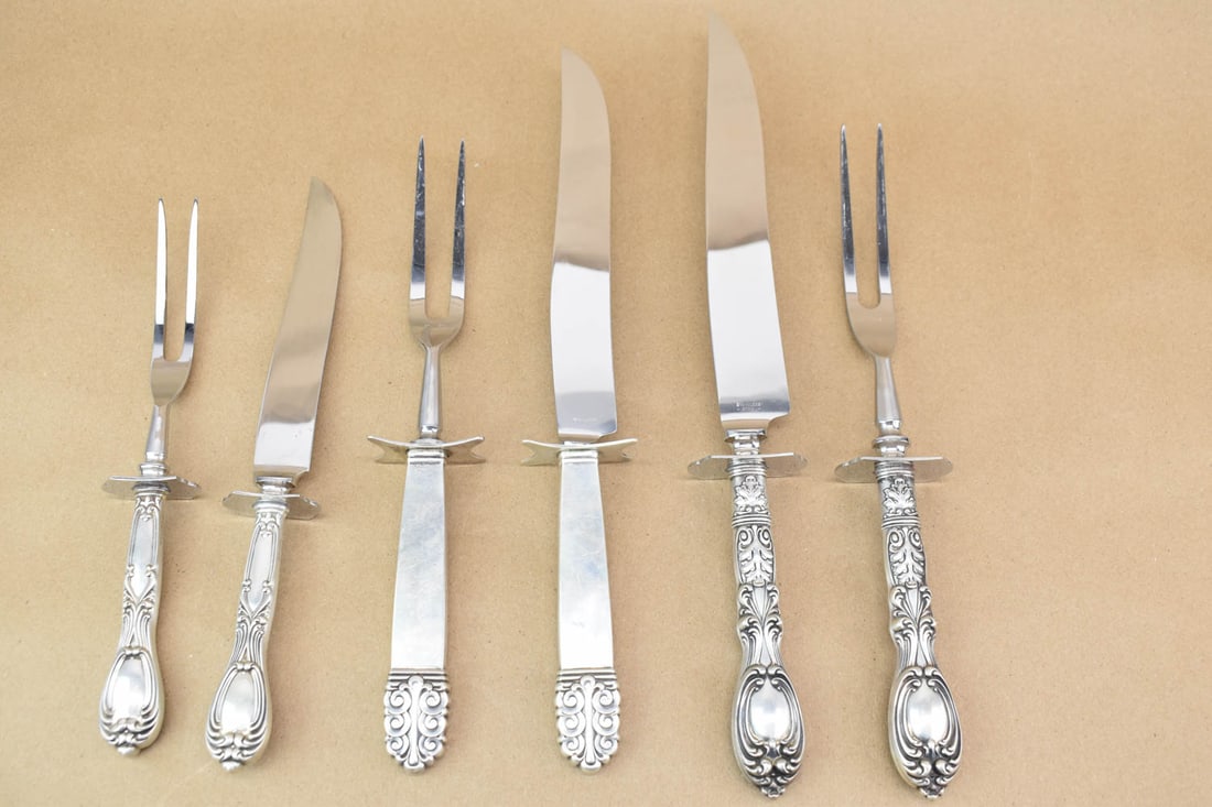 Two Pairs of Silver Handled Whiting Carving Sets (1 of 6)