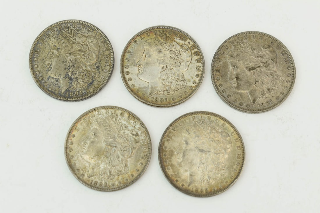 Group of 5 Assorted Morgan Silver Dollars (1 of 10)
