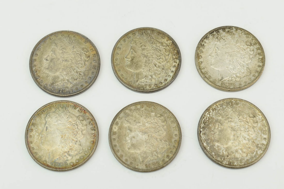 Group of Six 1878 Assorted Morgan Silver Dollars (1 of 9)