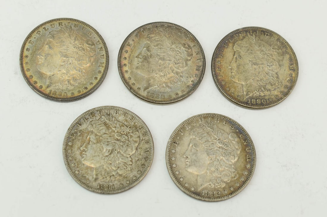 Group of 5 Assorted Morgan Silver Dollars (1 of 7)