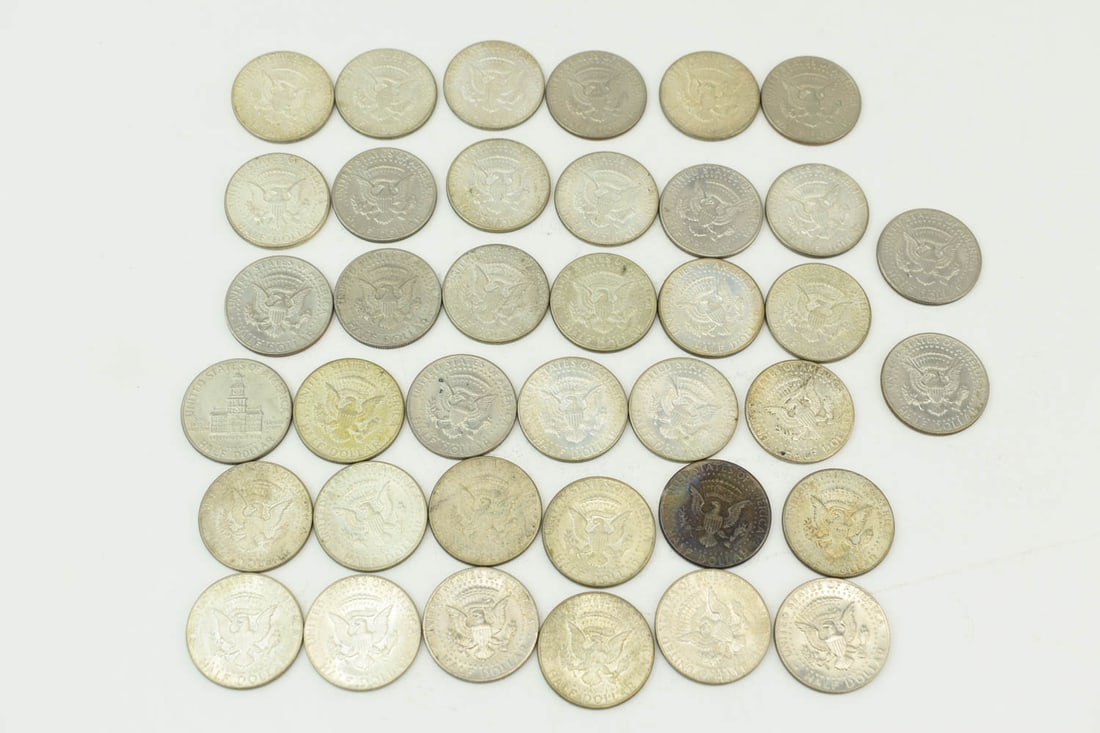 Group of 34 Kennedy Half Dollars (1 of 10)