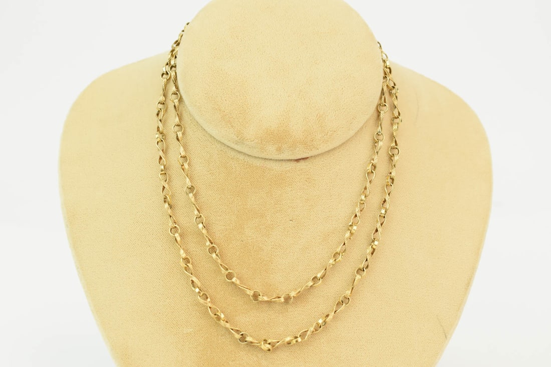 Long 18k Yellow Gold Linked Chain Necklace (1 of 4)