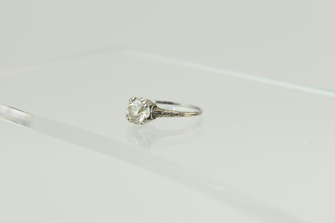 Edwardian Platinum & Diamond Engagement Ring (1 of 8)