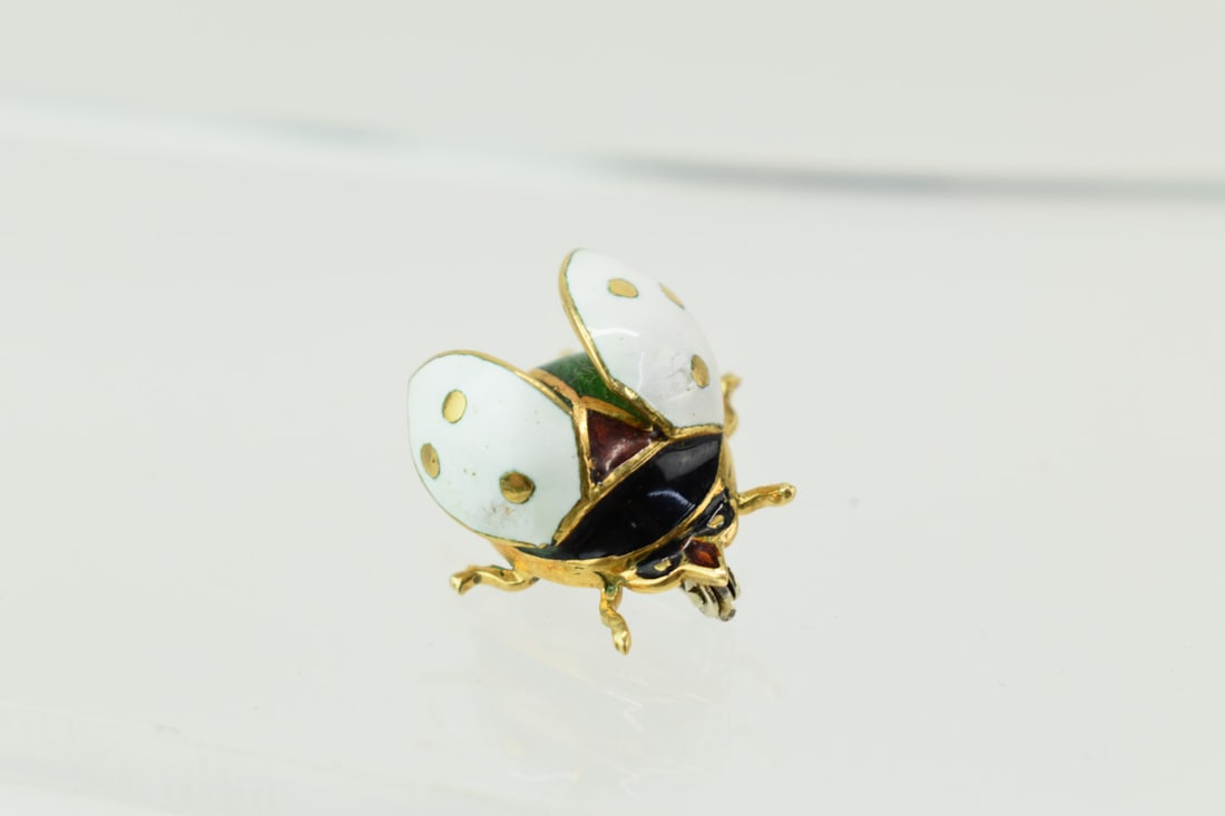 14K Yellow Gold & Enamel Bee Brooch (1 of 4)