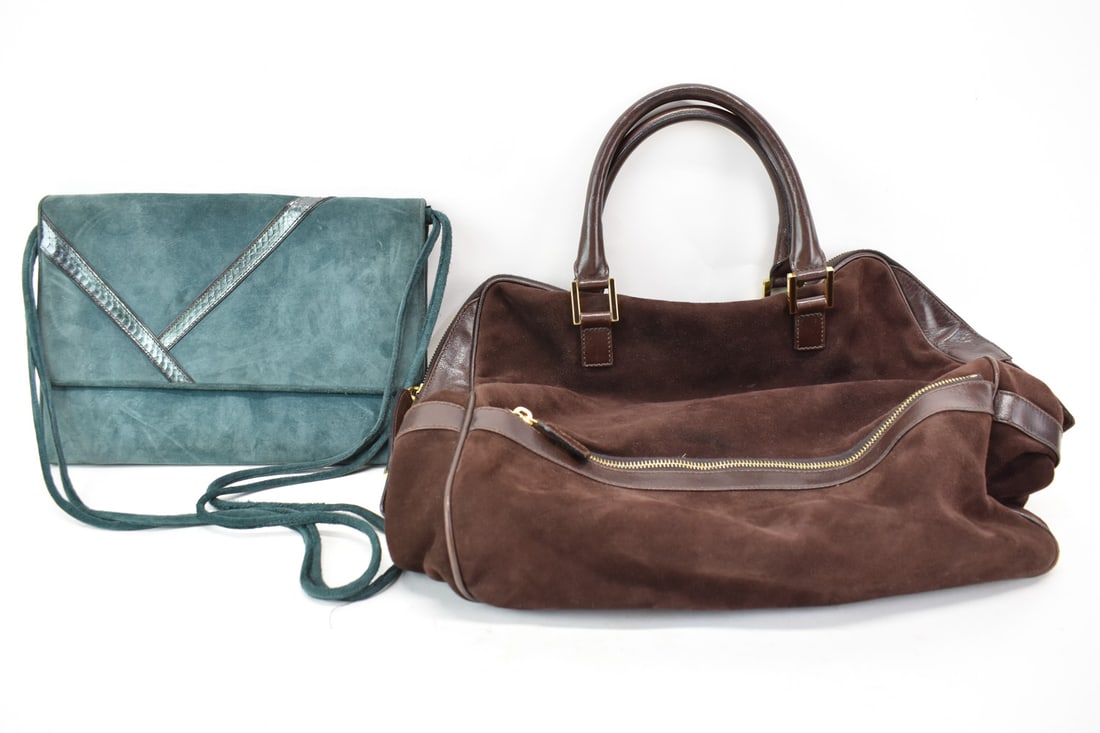 FENDI Vintage Large Brown Suede Handbag (1 of 14)