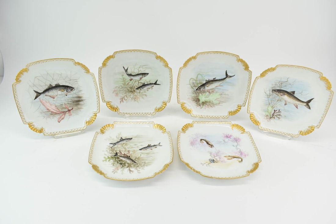 Set of Six Square Fish Plates (1 of 9)