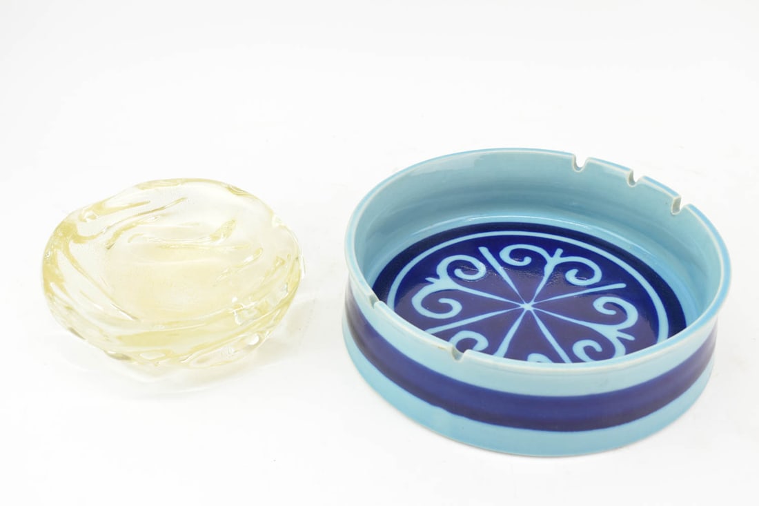 Two Ash Trays Art Glass & Reannag Teine Style (1 of 5)