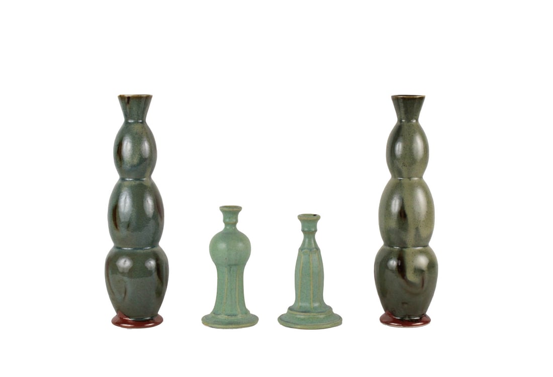 Four John Shedd Green Glazed Art Pottery Items (1 of 10)