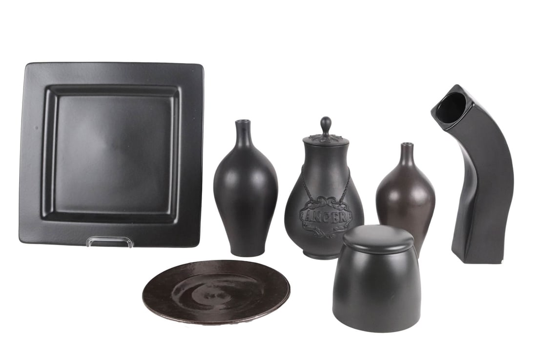 Seven Black Glazed Ceramic Table Articles (1 of 13)