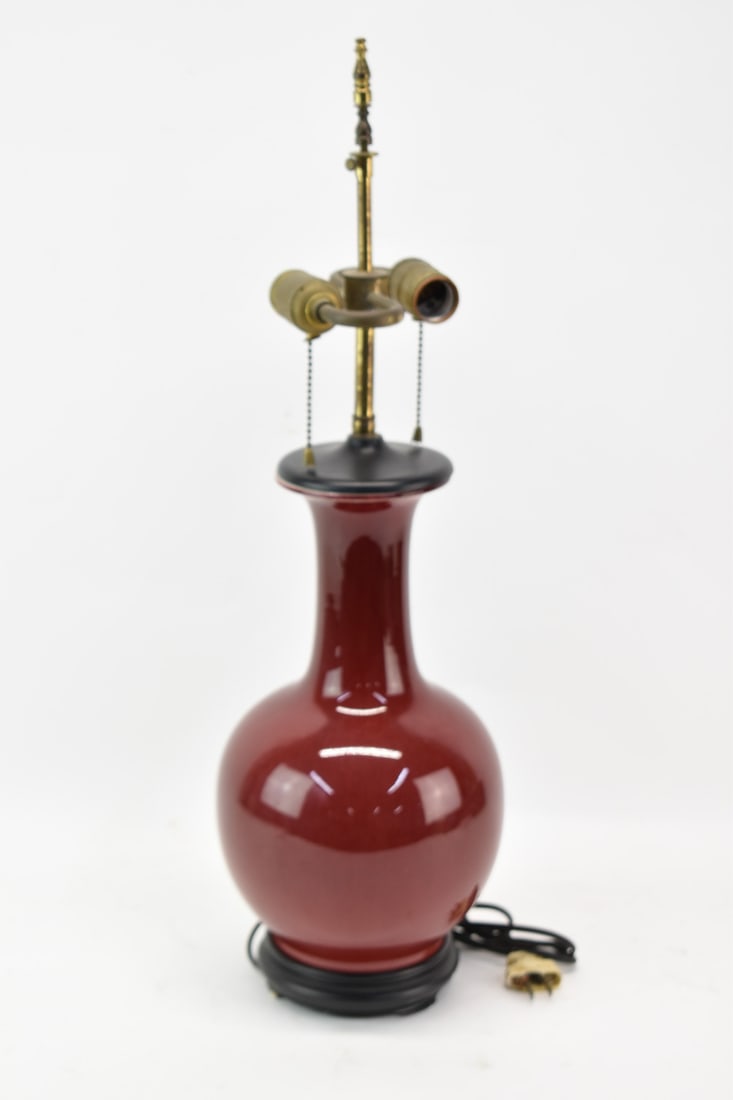 Asian Style Oxblood Red Porcelain Vase Table Lamp (1 of 6)