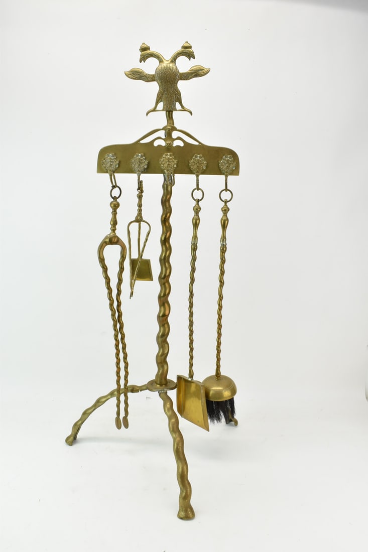 Wrought Brass Fire Tools and Stand (1 of 11)