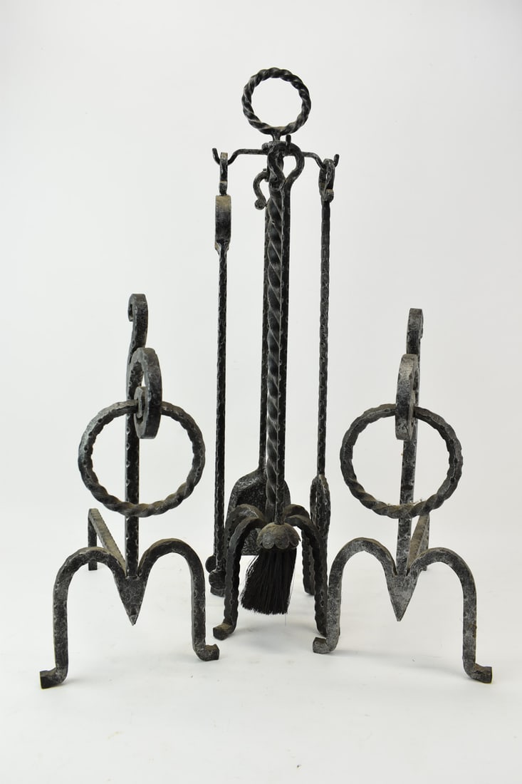 Hand Wrought and Hammered Fireplace Set (1 of 9)