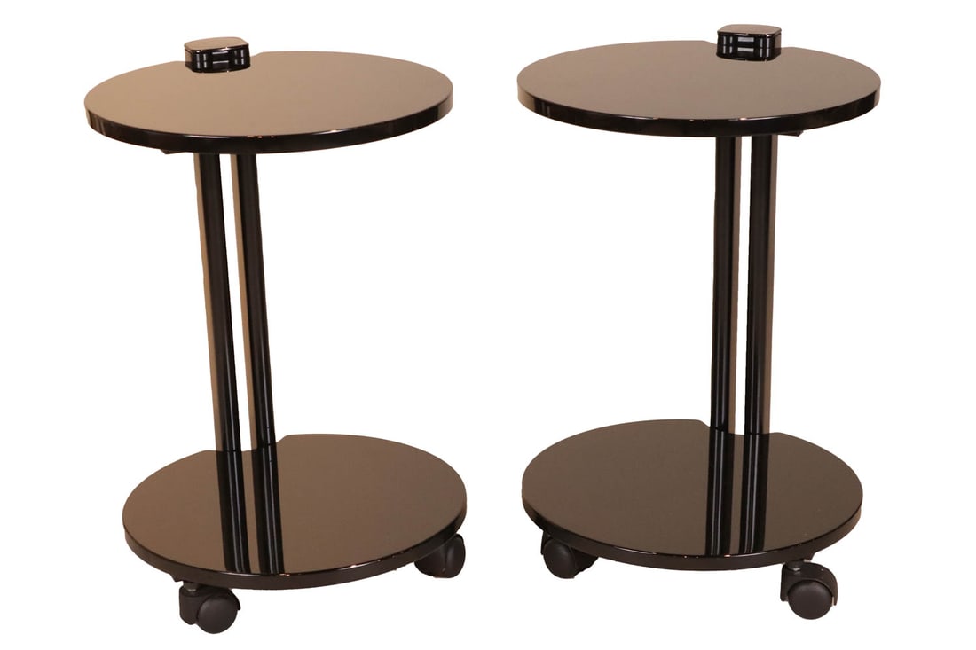 Pair of Ebonized Circular Side Tables (1 of 7)