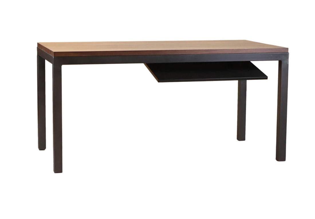 Modern Walnut & Black Painted Metal Writing Desk (1 of 6)
