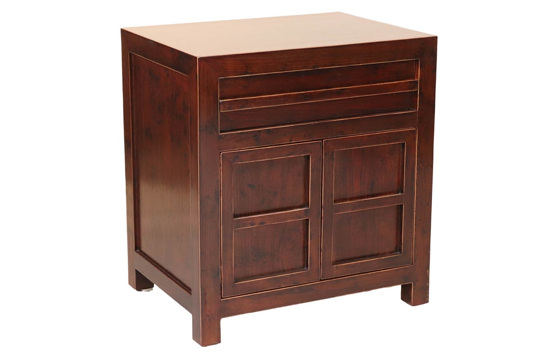 Modern Hardwood Side Cabinet: Modern Hardwood Side Cabinet, 20th/21st C. Appx. 25-7/8"h x 23-7/8"w x 17-3/4"d