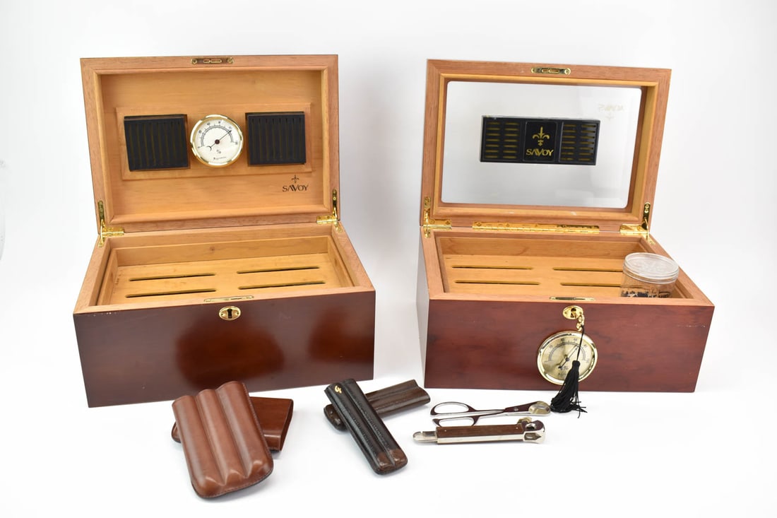 Two Modern Humidors and Cigar Accessories (1 of 14)