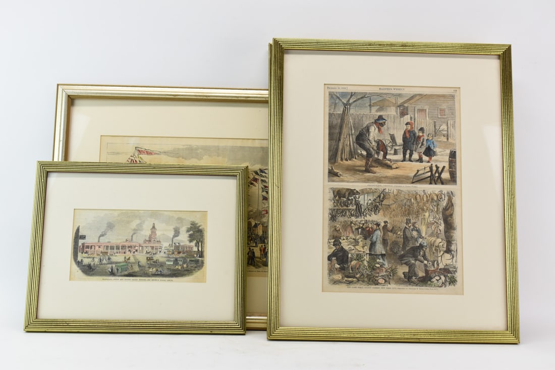 Three Late 1800's Harpers Weekly Framed Pages (1 of 9)