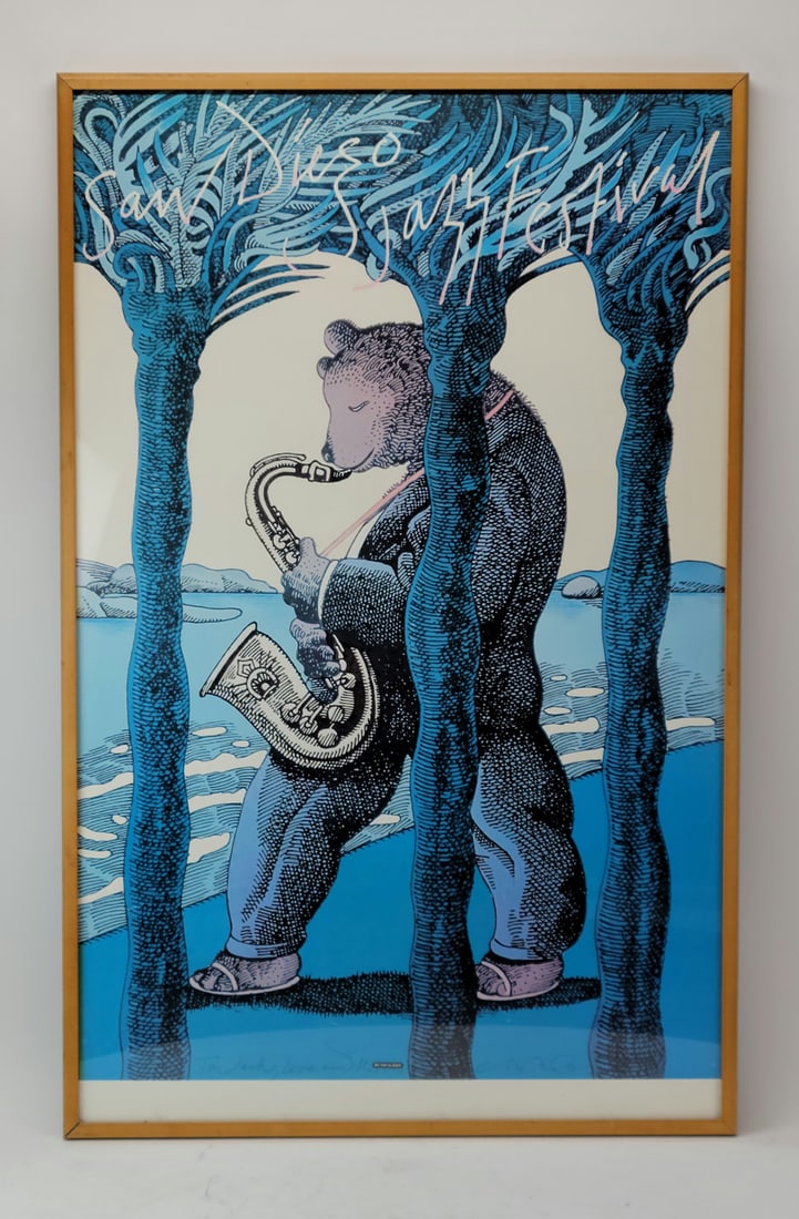 Milton Glaser, San Diego Jazz Festival Poster: (American, 1929-2020) dated 1983, inscribed at bottom "To Jack, Love and kisses, Milton Glaser." Overall: 39"h x 25"w