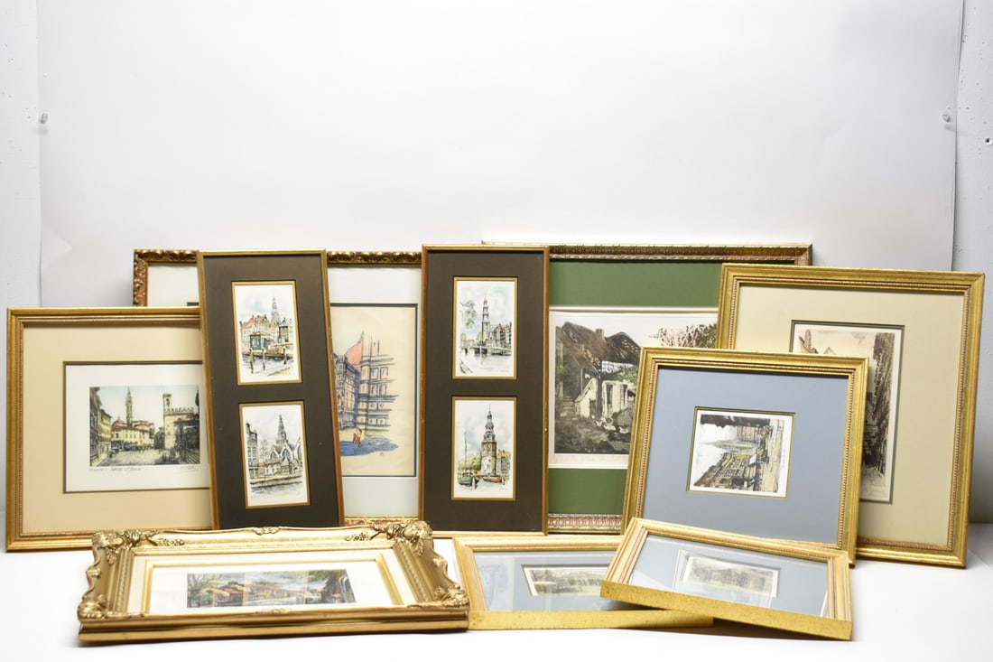 Large Group Framed European Scene Prints (1 of 20)