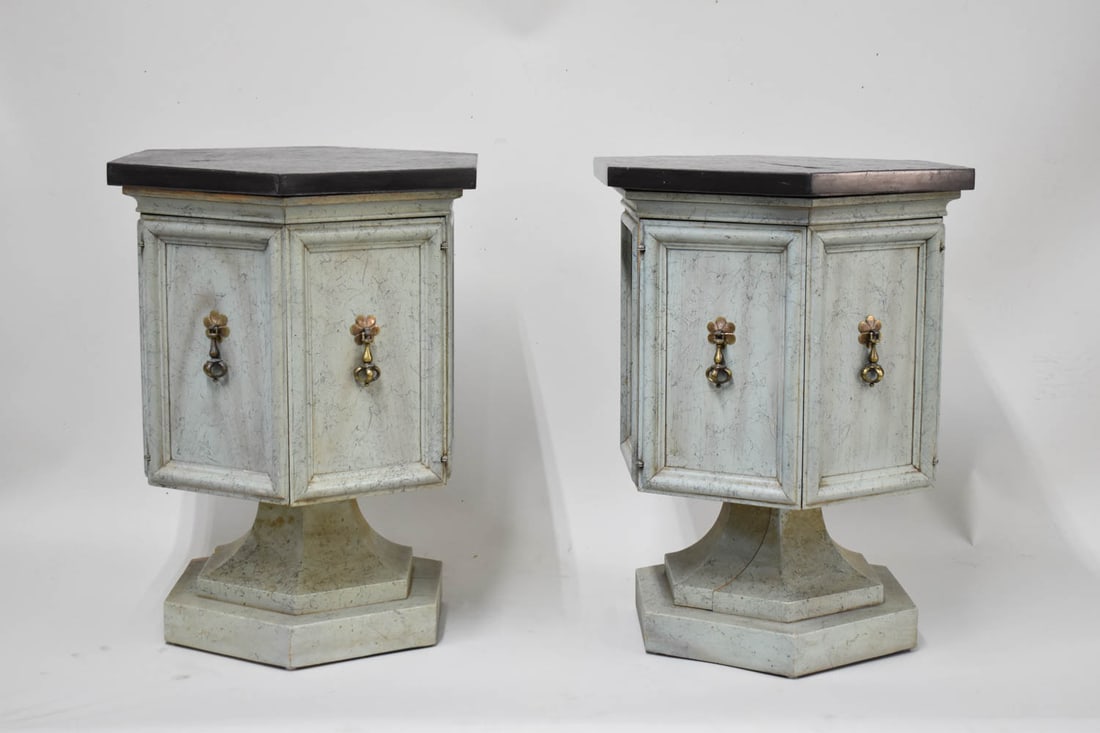 Pair of Mid-Century Side Tables with Slate Tops (1 of 7)
