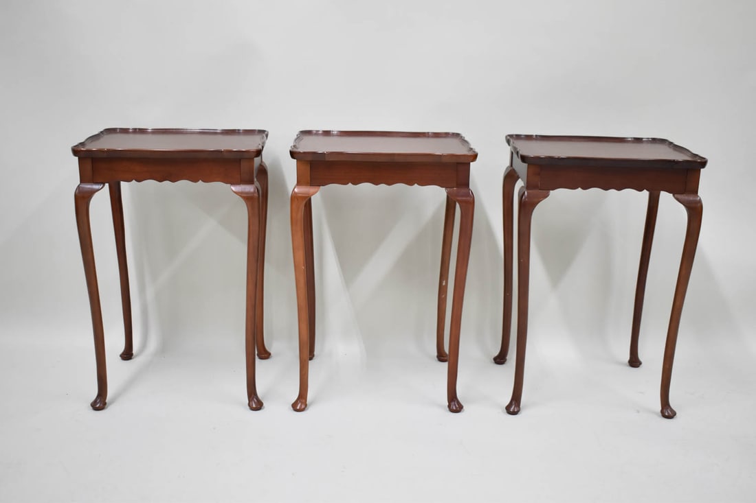 Set of Three Mahogany Bombay Side Tables (1 of 8)