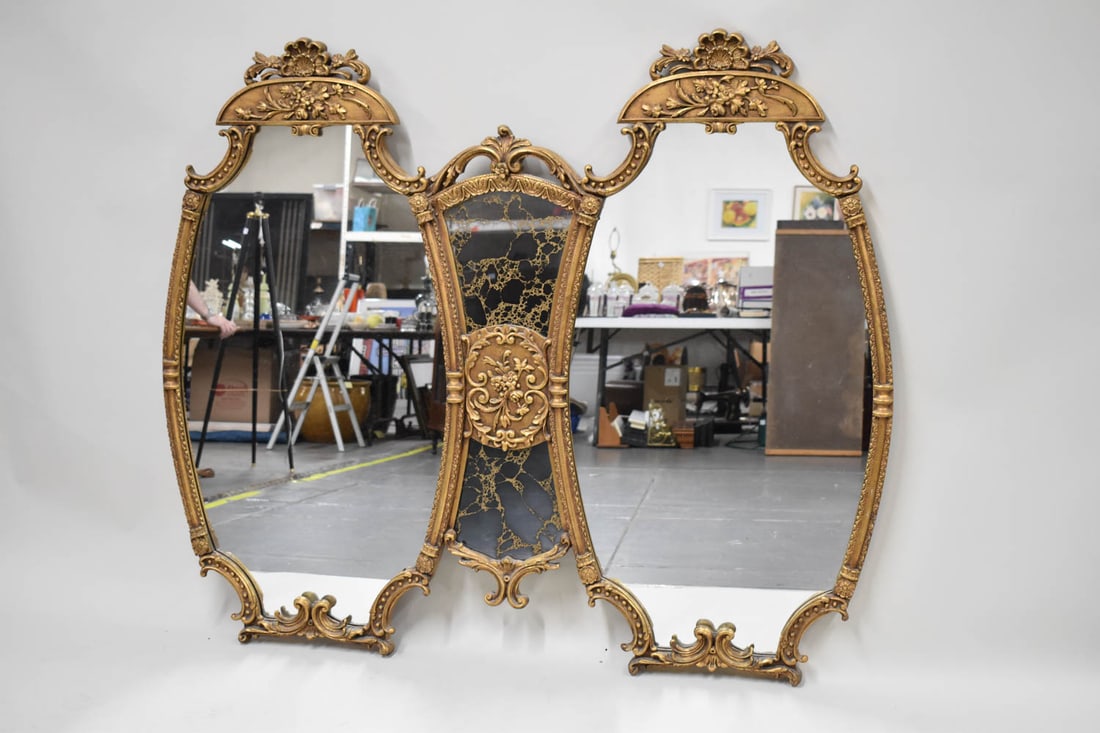 Vintage Gilt Double Hanging Wall Mirror (1 of 6)
