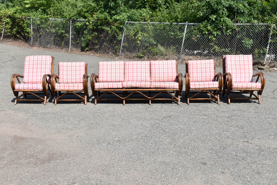 Vintage Five Piece Set of Rattan Patio Furniture (1 of 14)