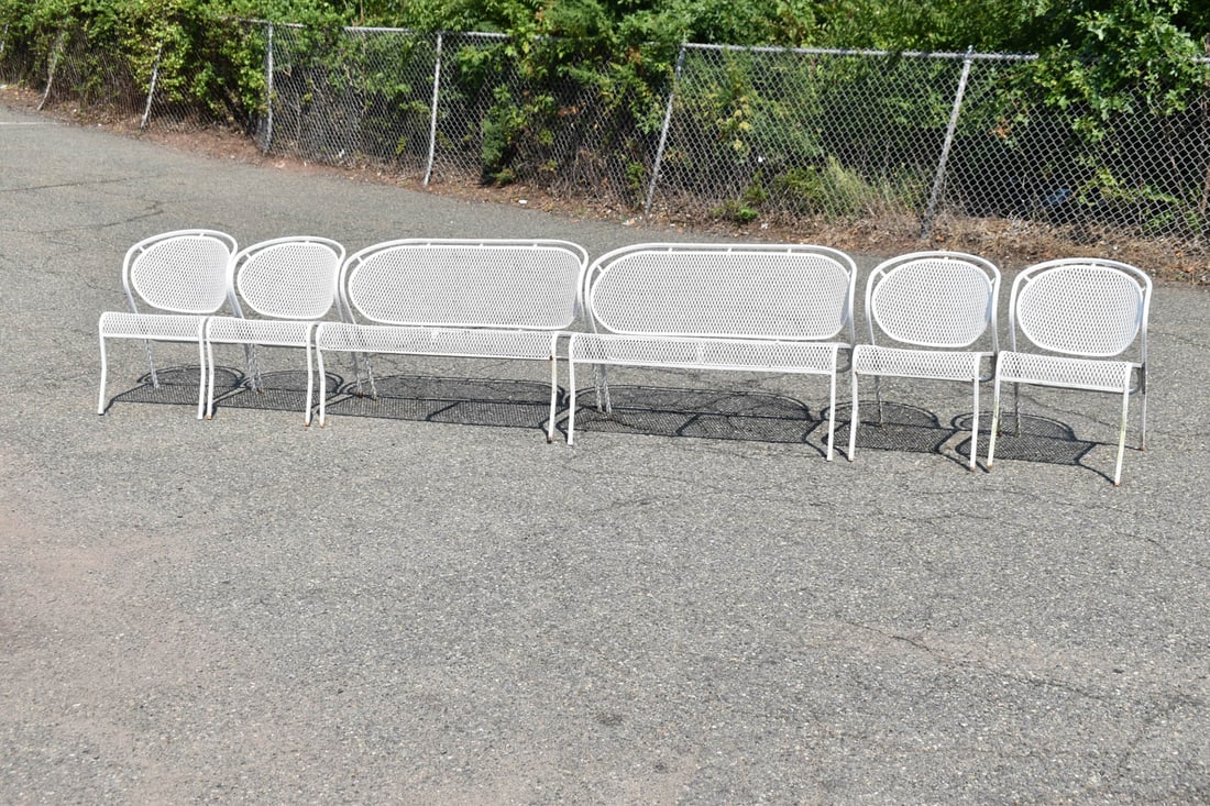 Six Piece White Painted Metal Patio Set (1 of 6)